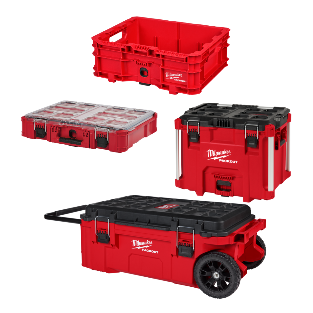 COMBO CAJA PACKOUT ESTILO COFRE CON RUEDAS + CAJA XL + CAJA ORGANIZADORA + CESTA
