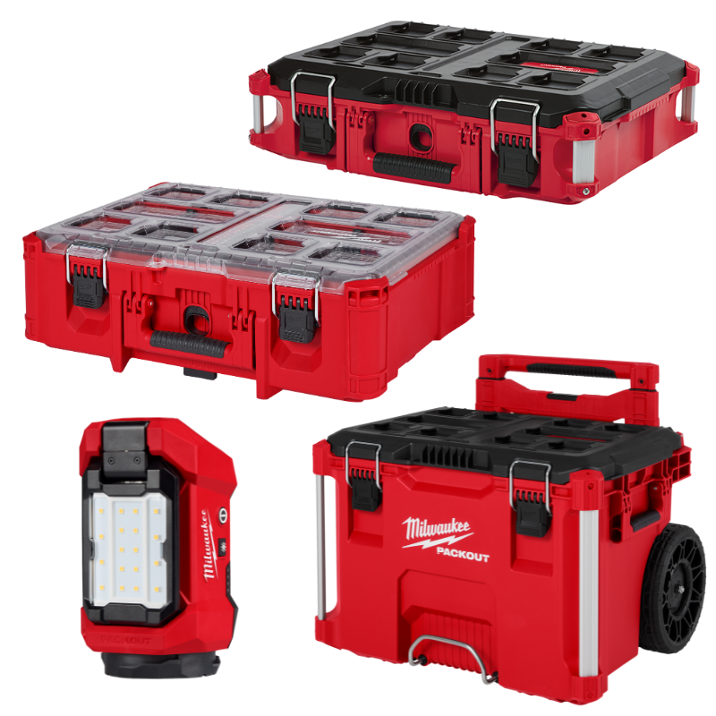 COMBO PACKOUT CAJA CON RUEDAS + ORGANIZADOR + CAJA PEQUEÑA +  LUZ MULTIDIRECCIONAL M12™