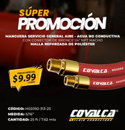 MANGUERA SERVICIO GENERAL AIRE - AGUA CON CONECTOR DE BRONCE 1/4" NPT