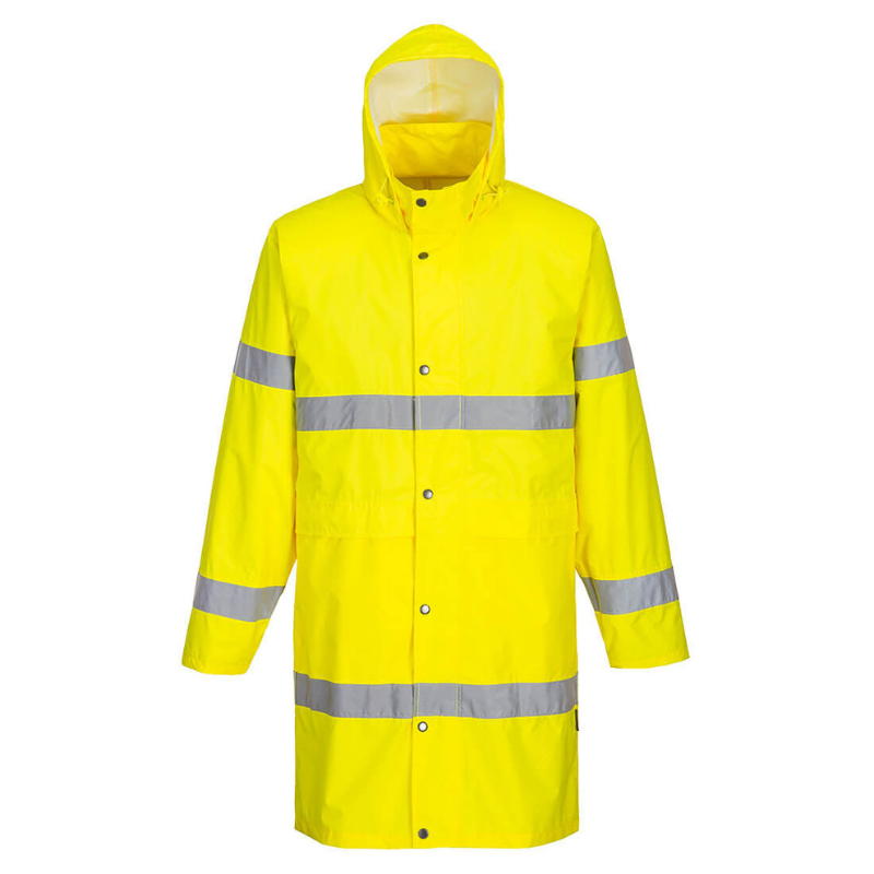 CAPOTE DE LLUVIA DE 1 PIEZA CON CINTAS REFLECTIVAS AMARILLO