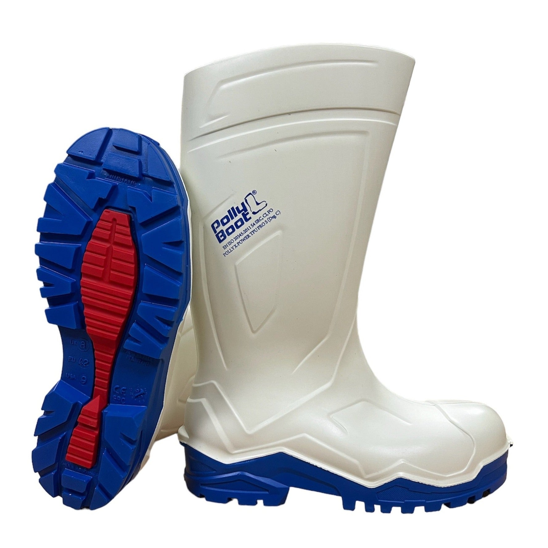 BOTA DE SEGURIDAD DE PU COLOR BLANCO/AZUL