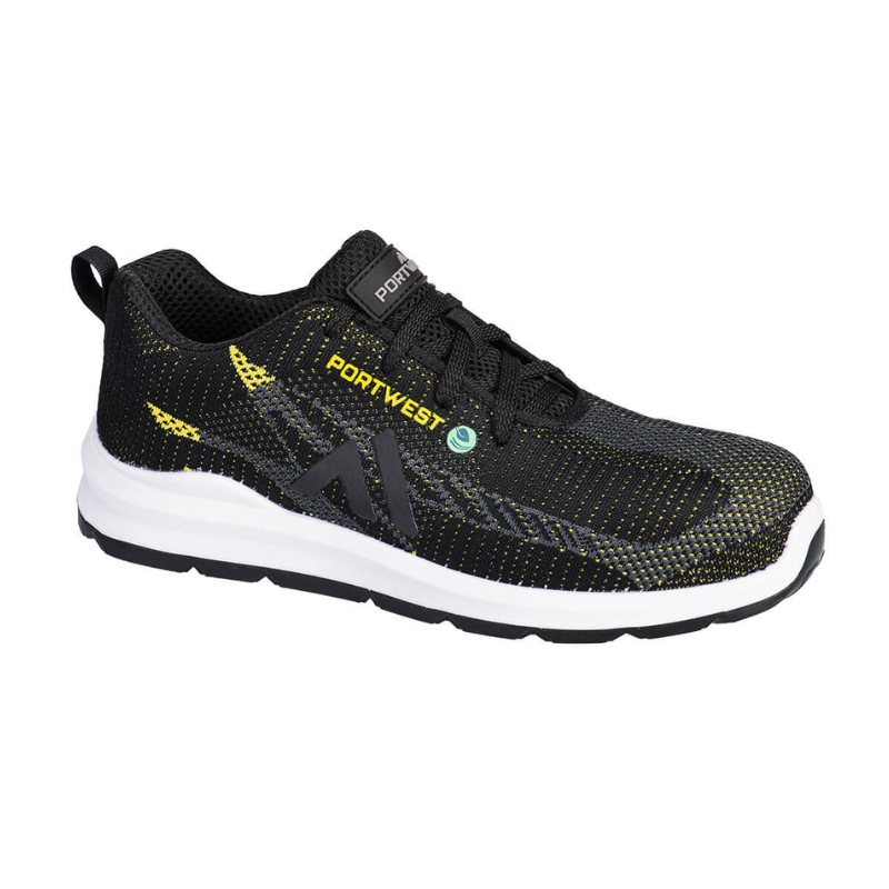 CALZADO DE SEGURIDAD DEPORTIVO ECO FLY CON PUNTERA DE COMPOSITE S1PS SR F0 NEGRO/AMARILLO