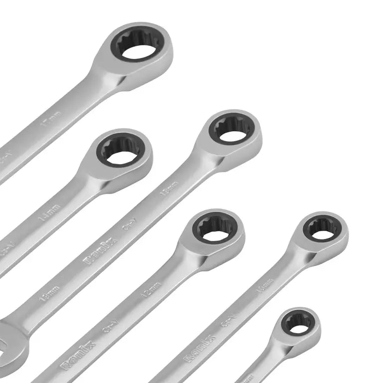 SET DE LLAVES COMBINADAS MILIMETRICAS C/RATCHET CON RACK DE PLASTICO 6PZS MM