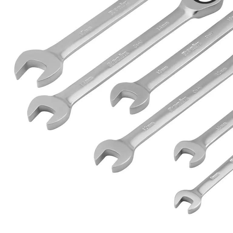 SET DE LLAVES COMBINADAS MILIMETRICAS C/RATCHET CON RACK DE PLASTICO 6PZS MM