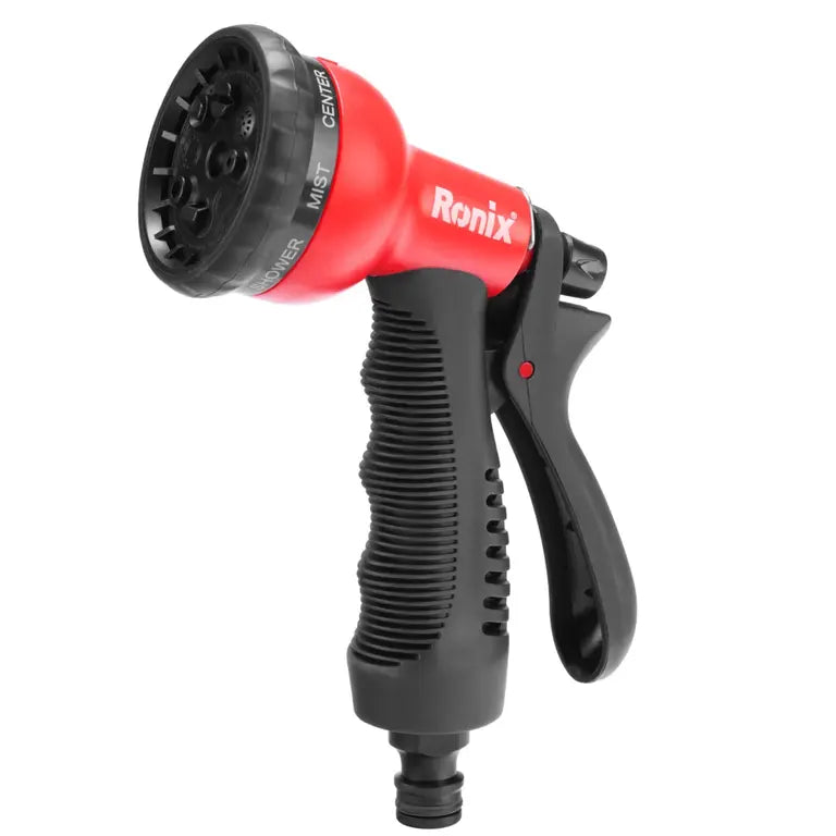 PISTOLA PARA MANGUERA DE JARDIN CON 8 PATRONES  EN KIT CON ADAPTADORES
