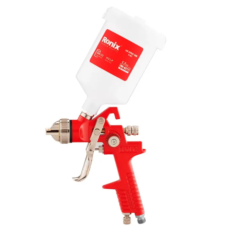 PISTOLA PARA PINTAR (PULVERIZADORA) NEUMATICA CON TANQUE DE PLASTICO Y BOQUILLA DE PLASTICO DE 1.7MM