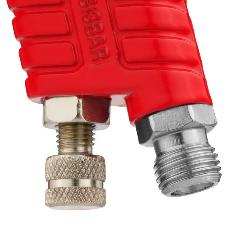 PISTOLA PARA PINTAR (PULVERIZADORA) NEUMATICA CON TANQUE DE PLASTICO Y BOQUILLA DE PLASTICO DE 1.7MM