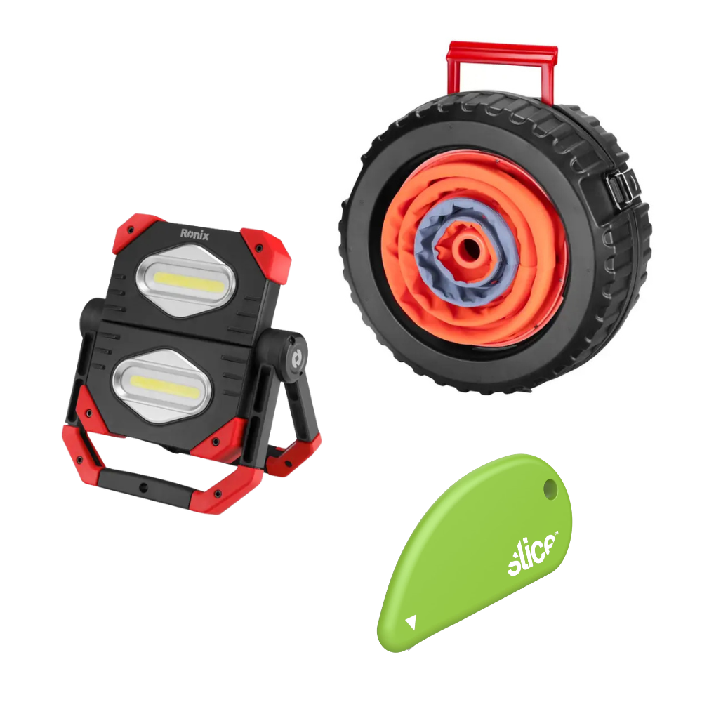 KIT DE EMERGENCIA PARA AUTO + LÁMPARA LED 2000 LM + CORTADOR SLICE