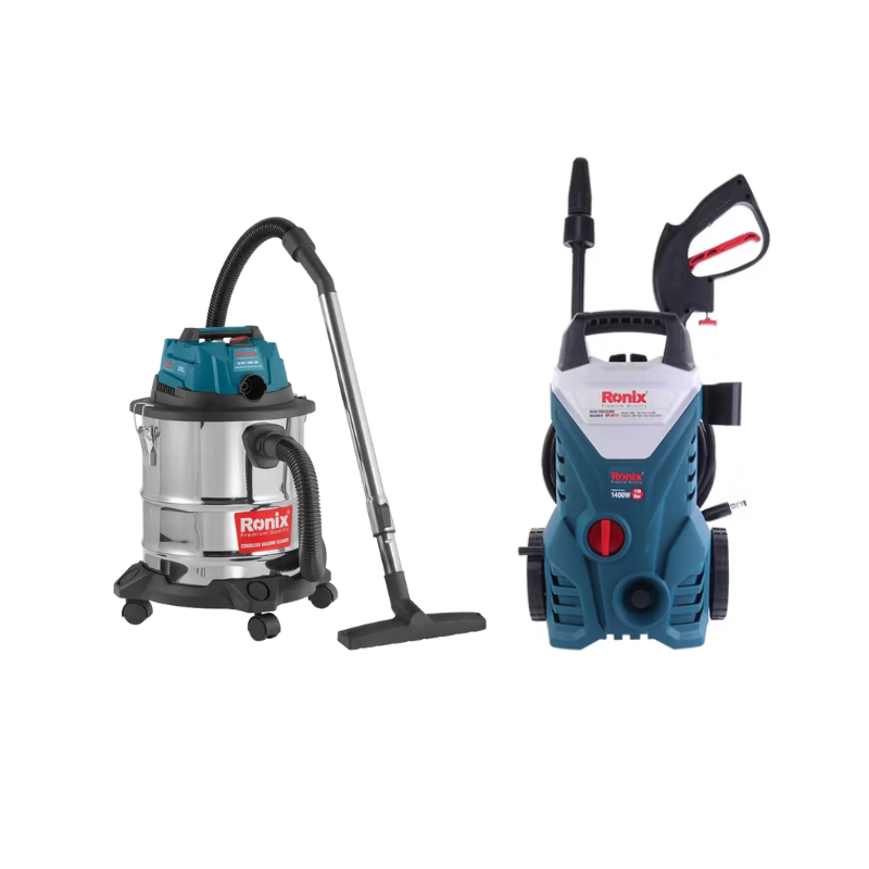 COMBO HIDROLAVADORA ELECTRICA DE 1500 PSI + ASPIRADORA INALAMBRICA DE 20L