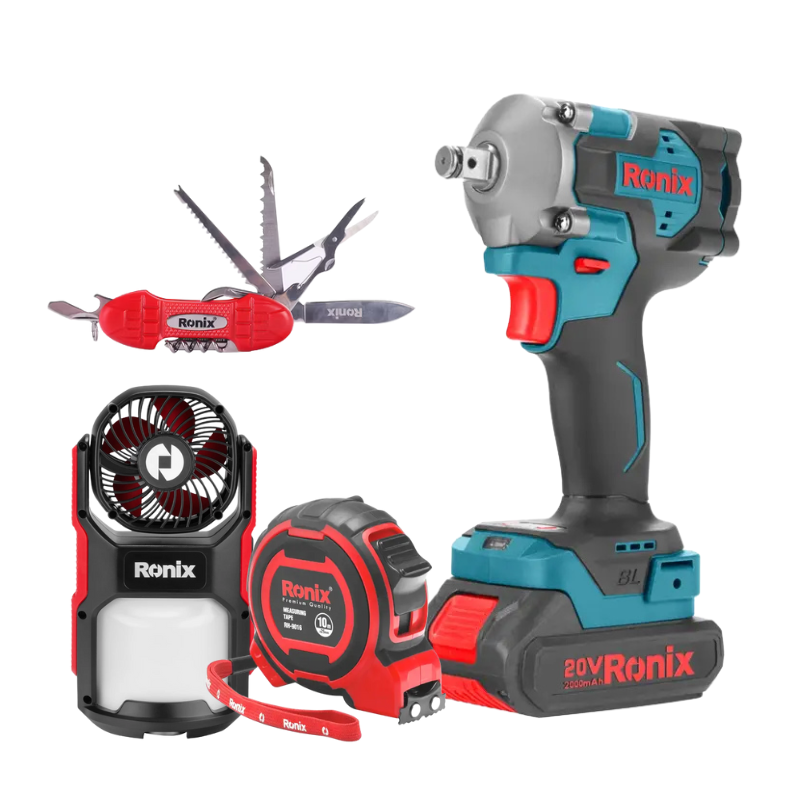 COMBO LLAVE DE IMPACTO DE 1/2” + ALICATE MULTIFUNCION + CINTA 10M + LINTERNA CON VENTILADOR