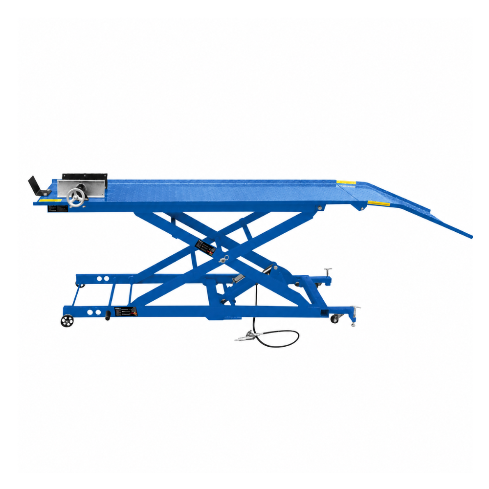 ELEVADOR HIDRAULICO - NEUMATICO PARA MOTOCICLETA CAPACIDAD DE 450KGS (1000 LBS)