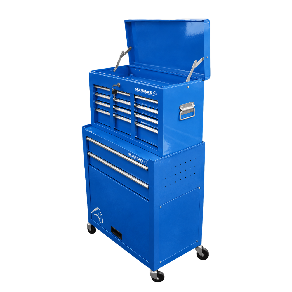 CAJA PARA HERRAMIENTAS CON RUEDAS DE 5 GAVETAS Y 1 GABINETE (SET DE 2 PIEZAS)