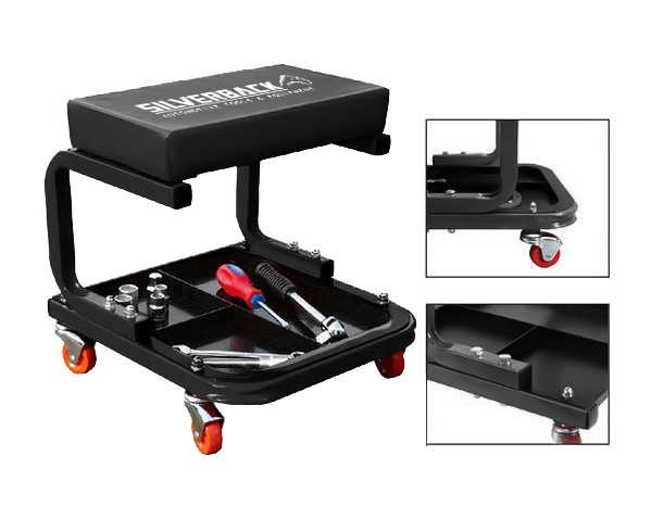 ASIENTO DESLIZANTE DE TALLER SILVERBACK | ALTA RESISTENCIA 250 LBS