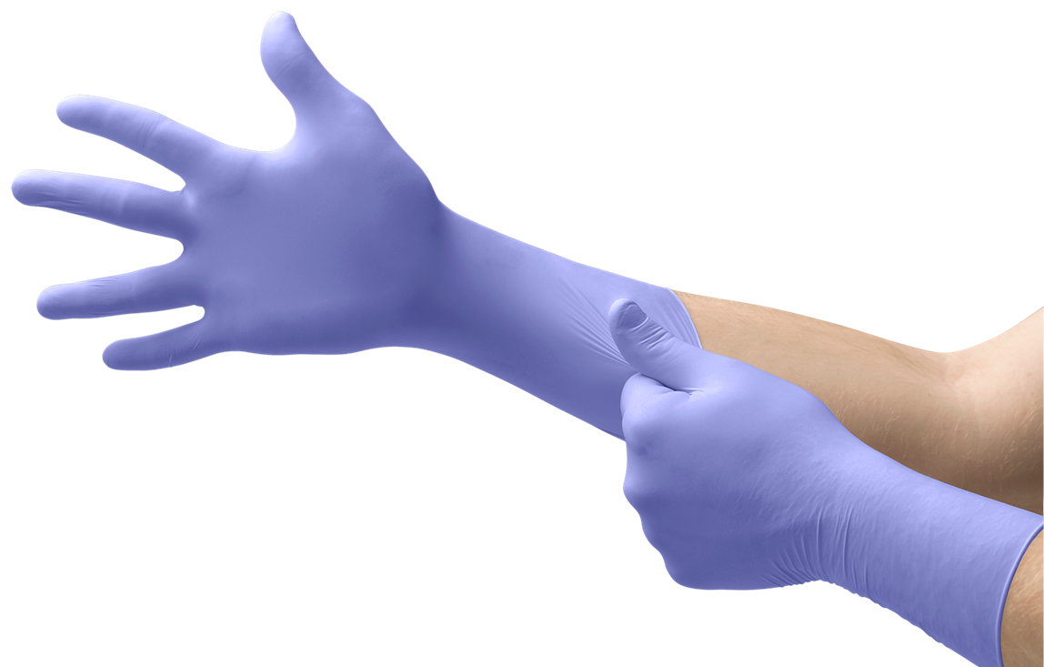 GUANTES DESECHABLES DE NITRILO AZUL VIOLETA SIN POLVO CON DEDOS TEXTURIZADOS MICROFLEX SUPRENO (B0X 50 UNIDADES)