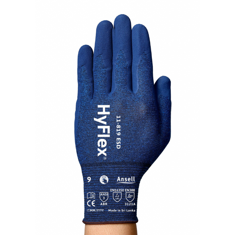 GUANTE HYFLEX 11-819 DE NYLON CON RECUBRIMIENTO DE NITRILO ANTIESTÁTICO