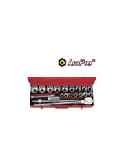 JUEGO DE DADOS CORTOS Y ACCESORIOS 3/4" 20 PZS 19-50MM 12PUNTAS