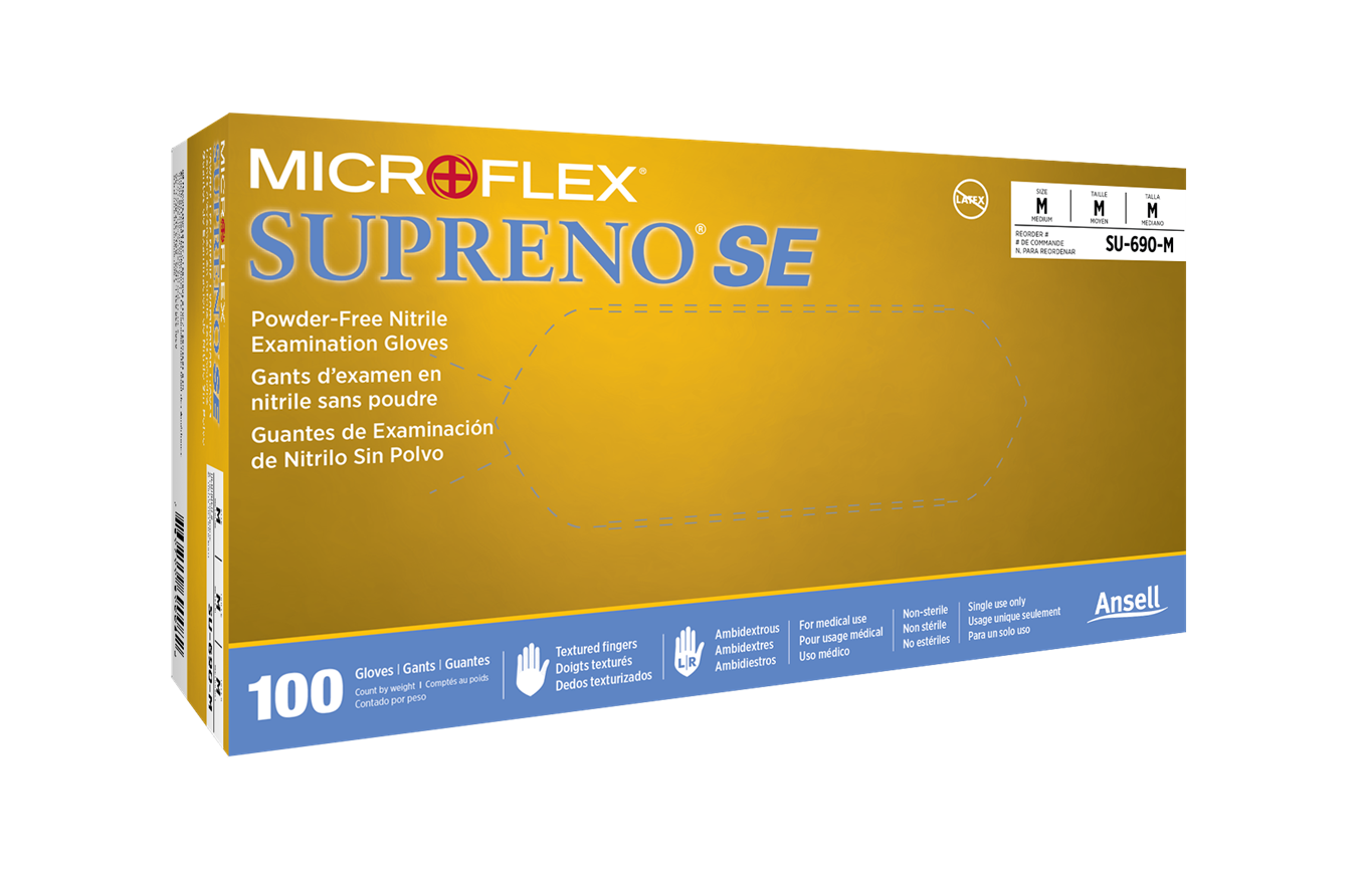 GUANTES DESECHABLES DE NITRILO AZUL VIOLETA SIN POLVO CON DEDOS TEXTURIZADOS MICROFLEX SUPRENO (B0X 100 UNIDADES)