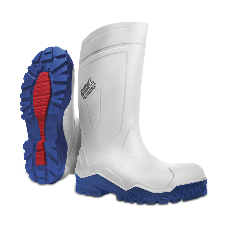 BOTA DE SEGURIDAD DE PU COLOR BLANCO/AZUL