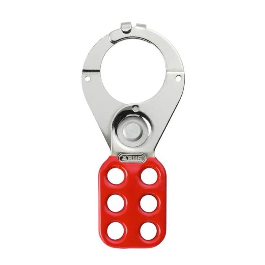 PINZA METÁLICA DE BLOQUEO ROJA EN ACERO (PESTAÑA SUPERPUESTA)