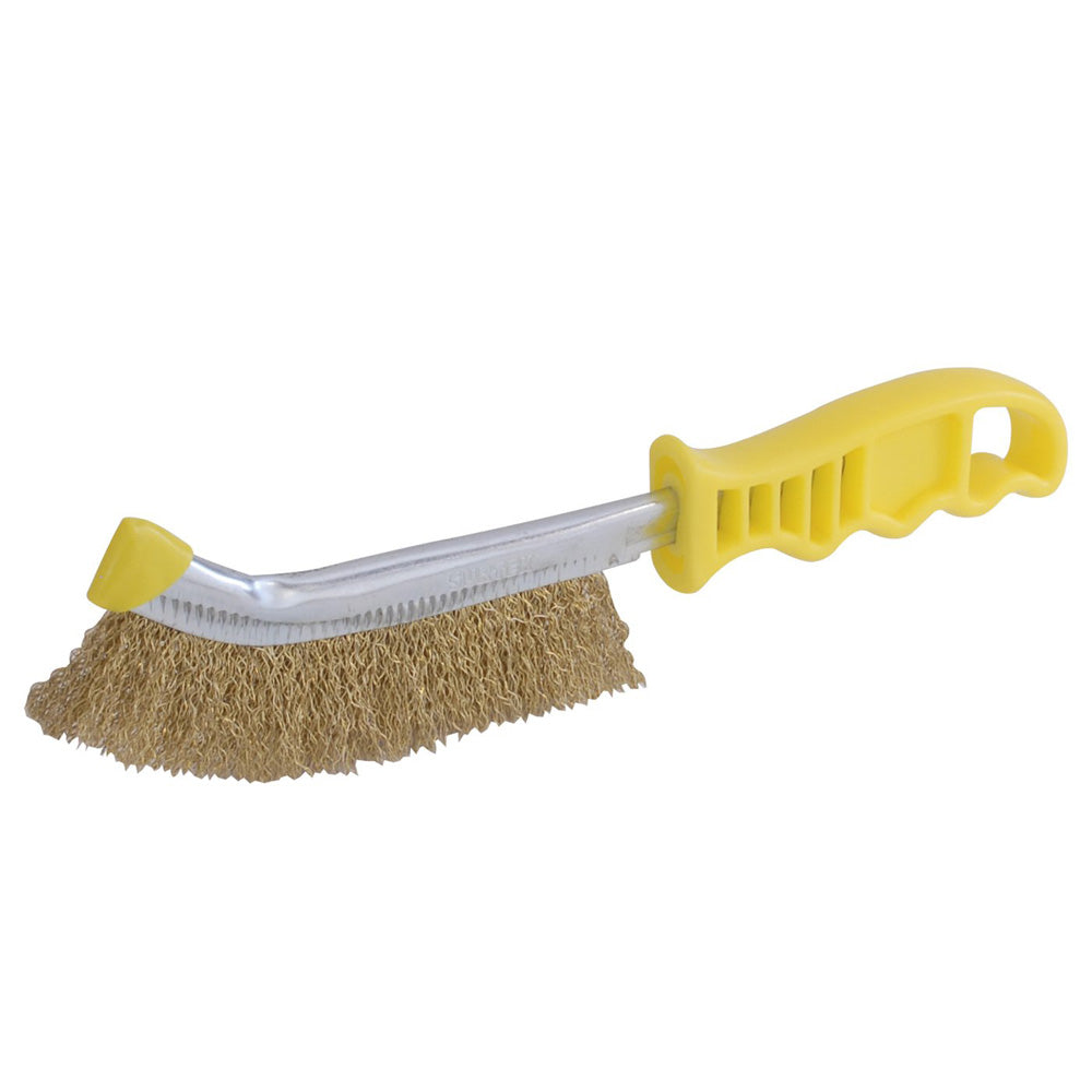 CEPILLO MANUAL DE ALAMBRE DE ACERO, BAÑO DE LATON MANGO PLASTICO