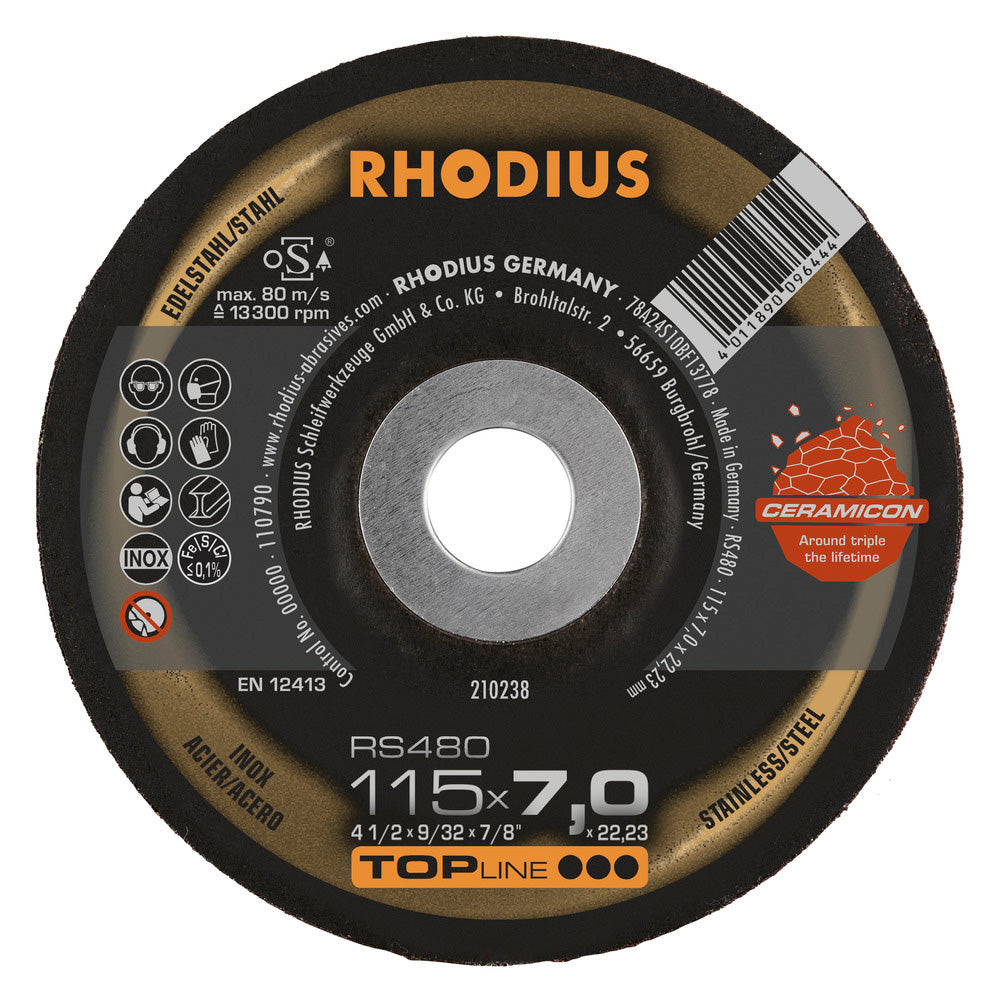 DISCO ABRASIVO DESBASTE ACERO INOX T27 RS480 TOP