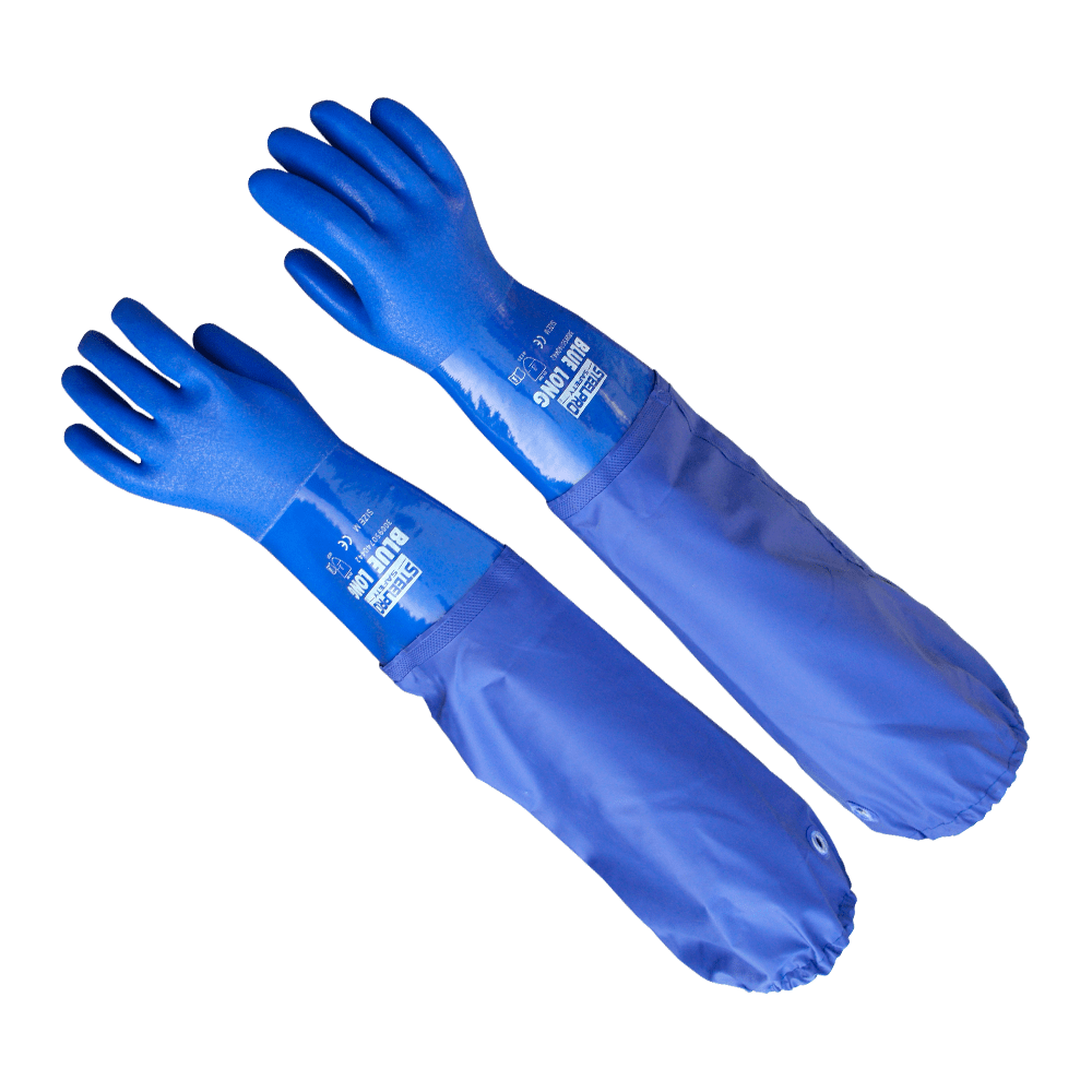 GUANTE DE PVC BLUE LONG CON MANGA DE 26 PULGADAS (PAR)
