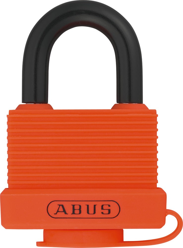 CANDADO DE ALUMINIO CON FUNDA DE VINYL COLOR NARANJA 49 MM (70AL/45)