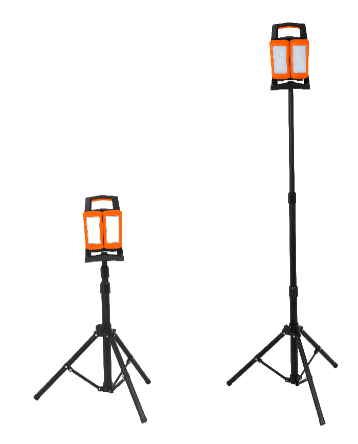 PROYECTOR INDUSTRIAL MULTIDIRECCIONAL DUO-PLAY, CON SOPORTE TRÍPODE