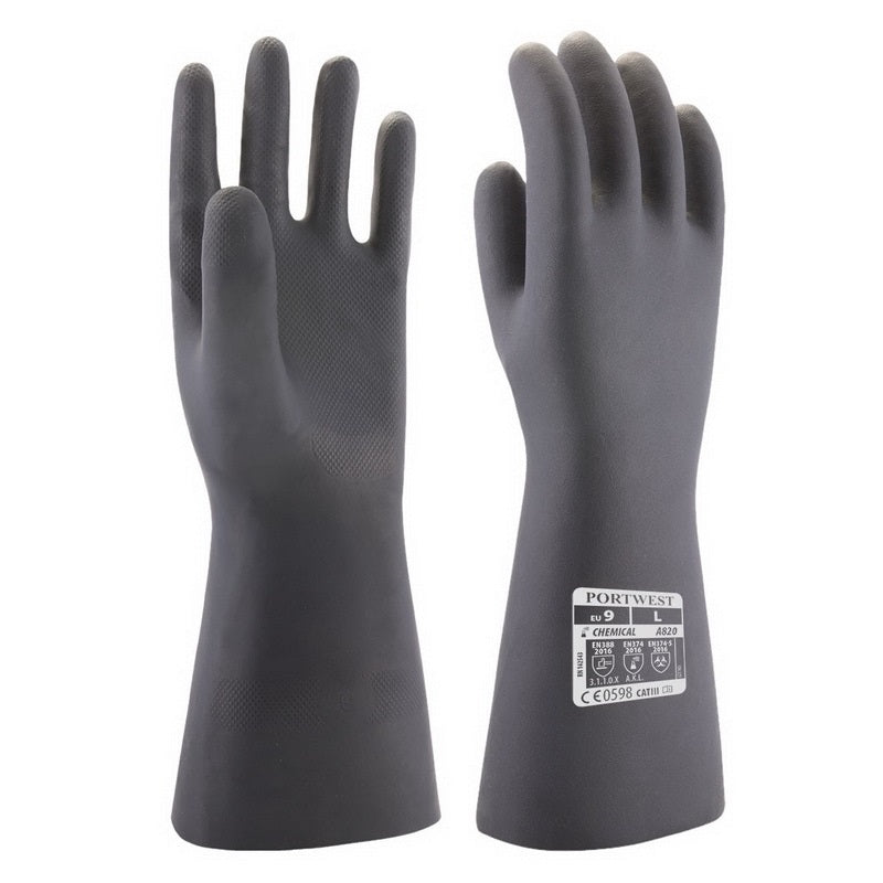GUANTE QUIMICO DE NEOPRENO NEGRO DE 15 PULGADAS