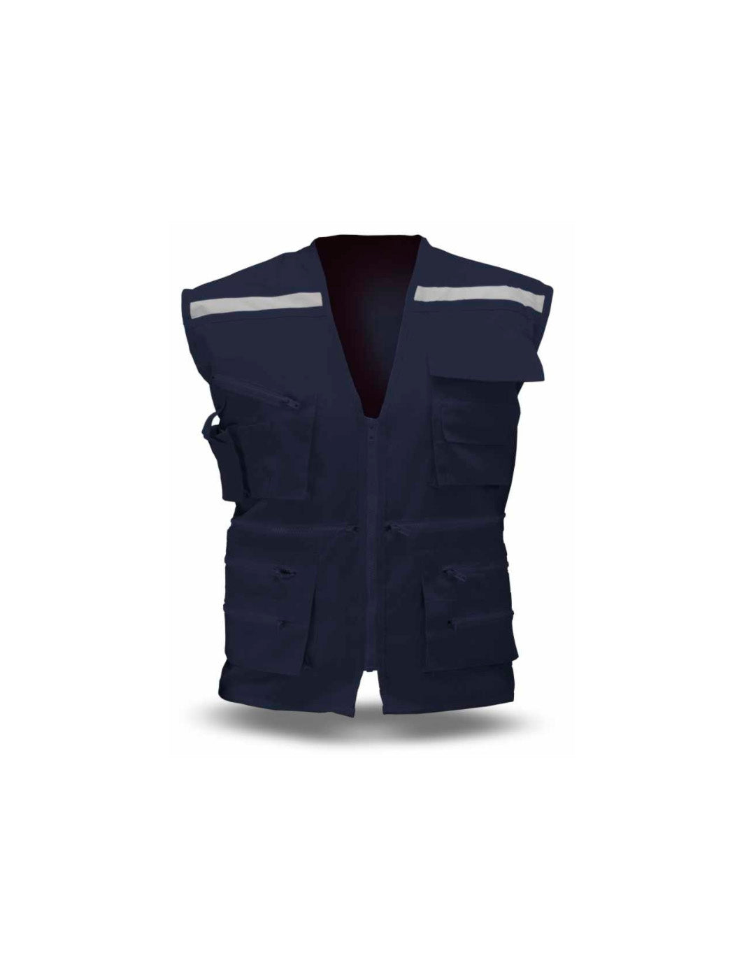 CHALECO GEOLOGO POPLIN ALASKA  C/CINTA AZUL