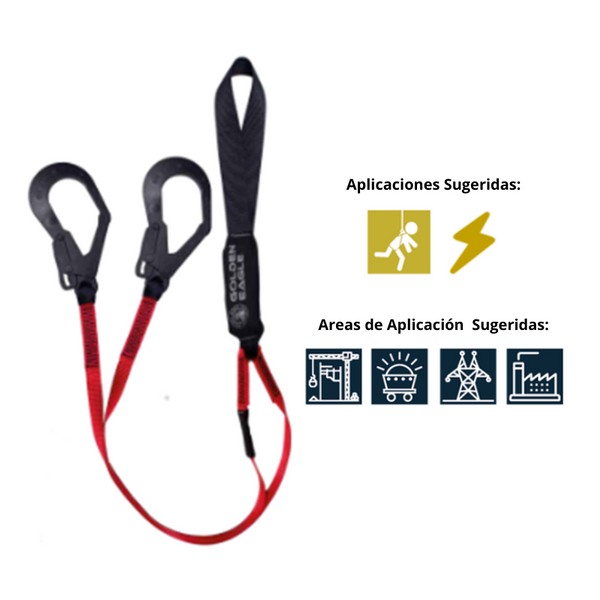 ESLINGA DIELECTRICA CON DOBLE GANCHO GRANDE Y AMORTIGUADOR DE