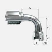 HEMBRA GIRATORIA CON ASIENTO PLANO DE SELLO O-RING TUBO A 90