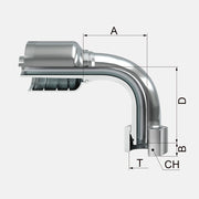 BRIDA A 90 ESTILO KOMATSU (O-RING METRICO)