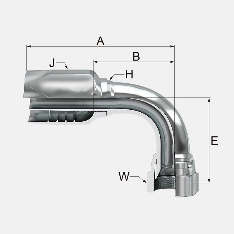 CONEXION REUSABLE HEMBRA GIRATORIA 37º FLARE CODO A 90 PARA MANGUERA R5