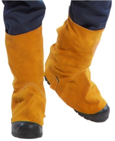 CUBRE BOTAS DE CUERO PARA SOLDADURA CANELA