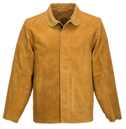 CHAQUETA DE CUERO PARA SOLDADORES, CANELA, TALLA L