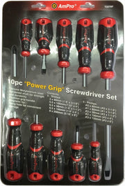 JUEGO DE DESTORNILLADORES 10 PZS 5 PLANOS 5 PHILLIPS POWER GRIP