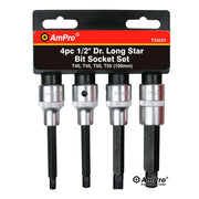 JUEGO DE DADOS TORX 4 PZS 1/2" T40-T55 LARGO (100MM)