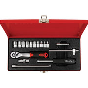 JUEGO DE DADOS CORTOS Y ACCESORIOS 1/4" 16 PZS 5/32"-1/2"