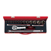 JUEGO DE DADOS CORTOS Y ACCESORIOS 1/2" 17 PZS 10-32MM