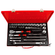 JUEGO DE DADOS CORTOS Y ACCESORIOS 3/8" Y 1/2" 45 PZS 6-32MM