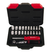 JUEGO DE DADOS CORTOS Y ACCESORIOS 1/4" 22 PZS 4-13MM
